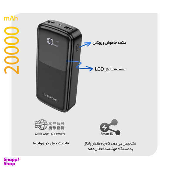 شارژر همراه بروفون (Borofone) مدل BJ17A ظرفیت 20000 میلی‌ آمپر ساعت