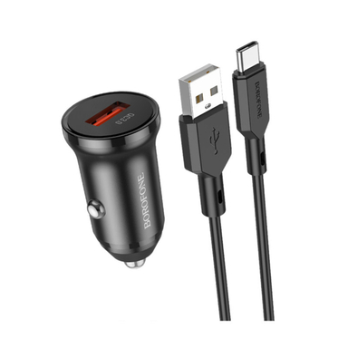 شارژر فندکی بروفون (Borofone) مدل BZ18 QC3٫0 18W به همراه کابل تبدیل USB-C