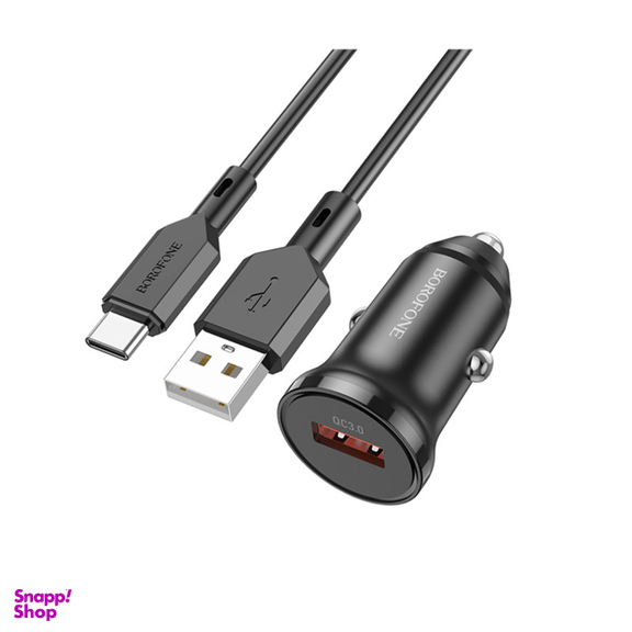 شارژر فندکی بروفون (Borofone) مدل BZ18 QC3٫0 18W به همراه کابل تبدیل USB-C