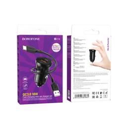 شارژر فندکی بروفون (Borofone) مدل BZ18 QC3٫0 18W به همراه کابل تبدیل USB-C