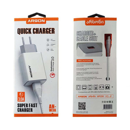 شارژر دیواری آرسون (Arson) مدل AN-W3A به همراه کابل تبدیل USB-C