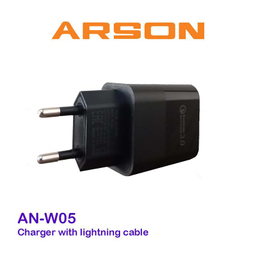 شارژر دیواری آرسون (Arson) مدل AN-W05 به همراه کابل تبدیل Lightning
