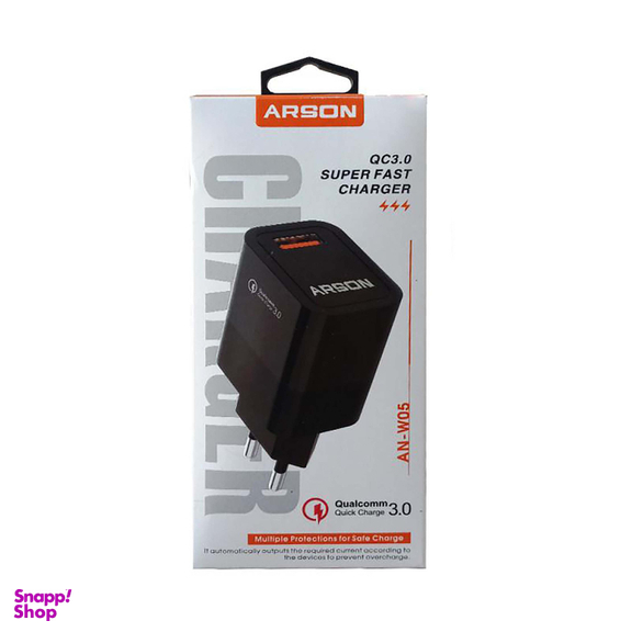 شارژر دیواری آرسون (Arson) مدل AN-W05 به همراه کابل تبدیل Lightning