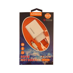 شارژر دیواری آرسون (Arson) مدل AN-W20W به همراه کابل USB-C