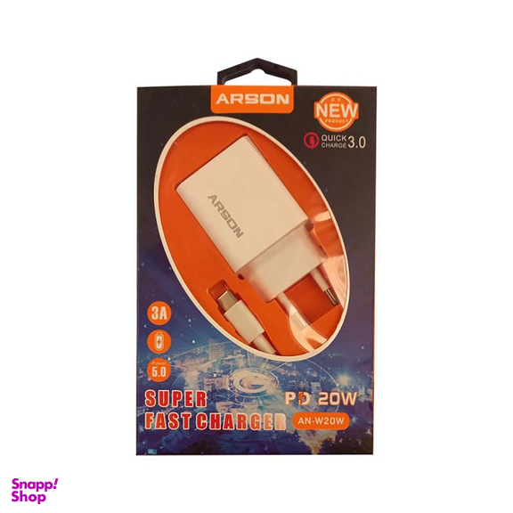شارژر دیواری آرسون (Arson) مدل AN-W20W به همراه کابل USB-C