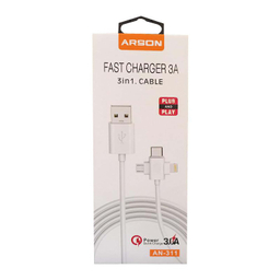 کابل تبدیل USB به لایتنینگ/USB-C/MicroUSB آرسون (Arson) مدل AN-311 طول 1 متر