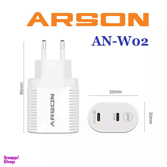شارژر دیواری آرسون مدل AN-W02 به همراه کابل تبدیل USB-C
