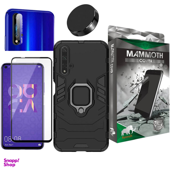 کاور ماموت (Mammoth) مدل M-GHB-BNDL مناسب موبایل هوآوی Nova 5T + محافظ صفحه نمایش و محافظ لنز و پایه نگهدارنده آهنربایی