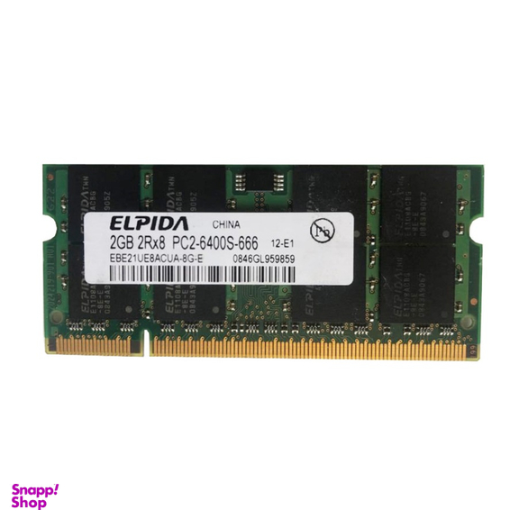 رم لپ تاپ DDR2 تک کاناله 800 مگاهرتز CL6 الپیدا (Elpida) مدل EBE21UE8ACUA-8G-E ظرفیت 2 گیگابایت