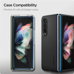 محافظ صفحه نمایش اسپیگن (Spigen) مدل GLAS.tR Glass Galaxy Z Fold 3 همراه با فیلم محافظ لولا