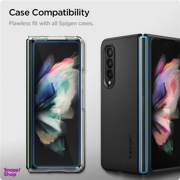 محافظ صفحه نمایش اسپیگن (Spigen) مدل GLAS.tR Glass Galaxy Z Fold 3 همراه با فیلم محافظ لولا