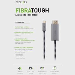 کابل USB-C به HDMI انرجیا (Energea) مدل FibraTough به طول 2 متر