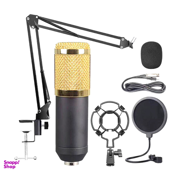 میکروفن کندانسر مدل Professional Condenser Microphone همراه با پایه تلسکوپی و پاپ فیلتر