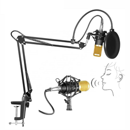 میکروفن کندانسر مدل Professional Condenser Microphone همراه با پایه تلسکوپی و پاپ فیلتر