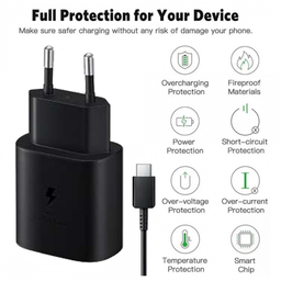 شارژر دیواری و کابل USB Type-C سامسونگ مدل EP-TA800 25W
