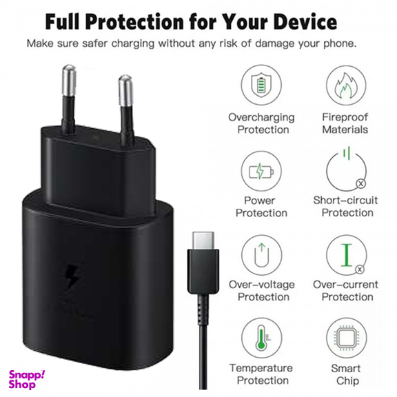 شارژر دیواری و کابل USB Type-C سامسونگ مدل EP-TA800 25W
