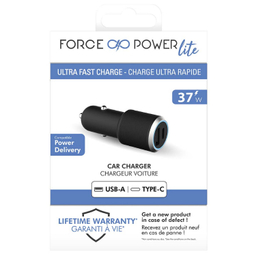 شارژر فندکی 37 وات فورس (Force) مدل FPLICAC2AC37WPDB Power Delivery با دو پورت