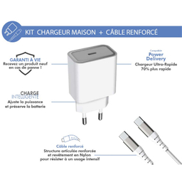 شارژر دیواری فورس (Force) مدل FPLICS25WCBLCCW USB-C PD با کابل USB-C 1٫2 متری
