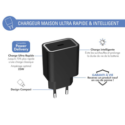 شارژر دیواری فورس (Force) مدل FPLICS1C25WPDB USB-C PD با ظرفیت 25 وات