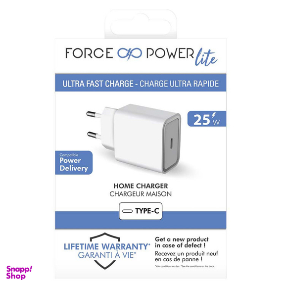 شارژر دیواری فورس (Force) مدل FPLICS1C25WPDW USB-C PD با ظرفیت 25 وات