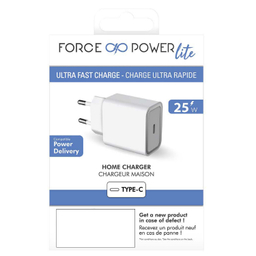 شارژر دیواری فورس (Force) مدل FPLICS1C25WPDW USB-C PD با ظرفیت 25 وات