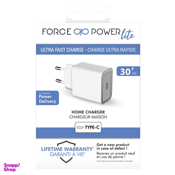 شارژر دیواری فورس مدل FPLICS1C30WPDW USB-C PD با ظرفیت 30 وات