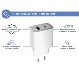 شارژر دیواری فورس (Force) مدل FPLICS2AC37WPDW PD با ظرفیت 37 وات و دو پورت USB-C و USB-A