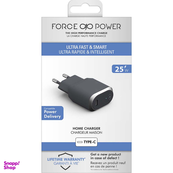 شارژر دیواری فورس (Force) مدل FPCS25WPDCG USB C PD ظرفیت 25 وات