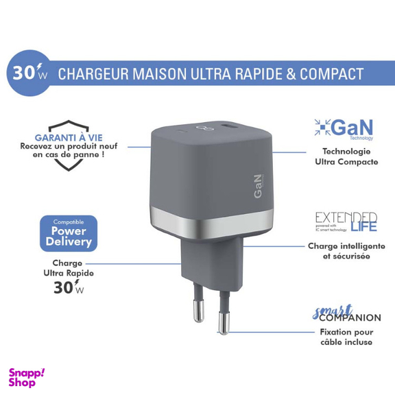 شارژر دیواری فورس (Force) مدل FPCS30WGANCG USB C PD ظرفیت 30 وات