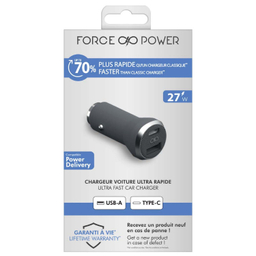 شارژر فندکی 37 وات فورس (Force) مدل FPCAC37W2USBACG Power Delivery
