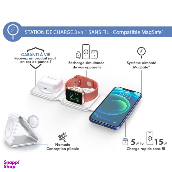 شارژر بی‌سیم 3 در 1 فورس (Force) مدل FPMSINDUC3EN1W MagSafe