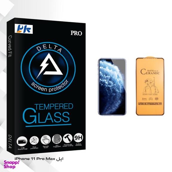 محافظ صفحه نمایش سرامیکی پی کی مدل Delta Glass مناسب برای گوشی موبایل اپل iPhone 11 Pro Max