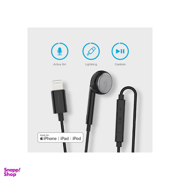 هندزفری تک گوش سیمی با سوکت لایتنینگ پاورولوژی (Powerology) مدل Pulmepbk