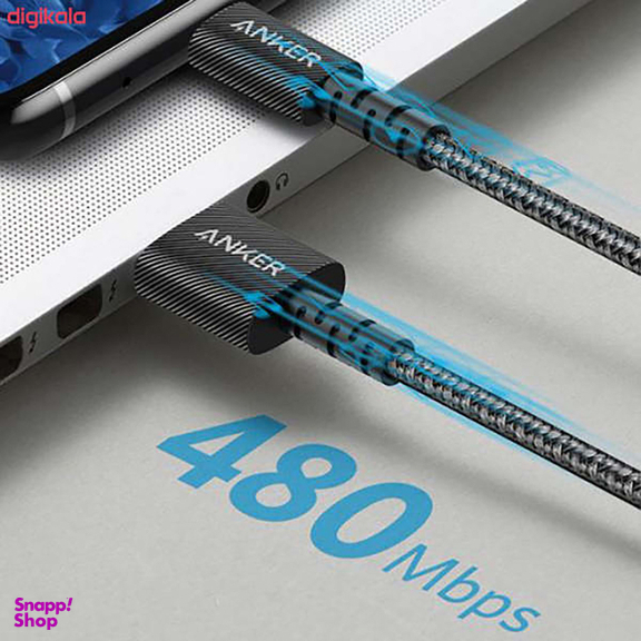 کابل تبدیل USB-A به USB-C انکر مدل A8023 Powerline Select Plus طول 1.8 متر