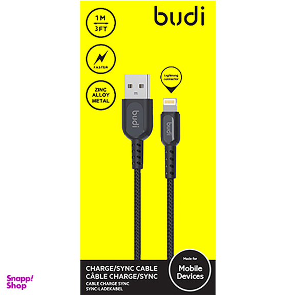 کابل شارژ USB به Lightning بودی (Budi) مدل Zinc Alloy طول 1 متر