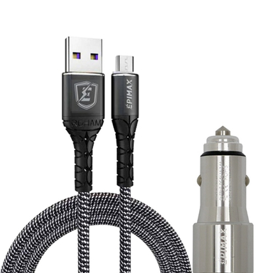 شارژر فندکی اپی مکس مدل EU-25 به همراه کابل تبدیل USB به microUSB مدل EC-07