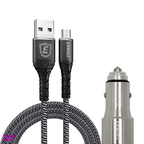 شارژر فندکی اپی مکس مدل EU-25 به همراه کابل تبدیل USB به microUSB مدل EC-07