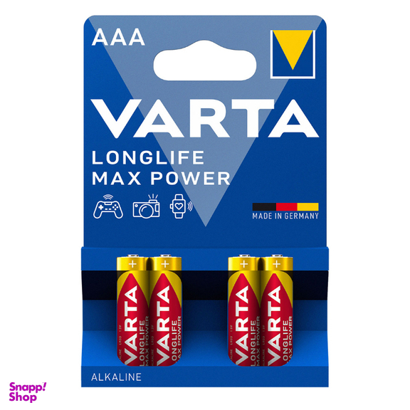 باتری نیم قلمی وارتا مدل LongLife Max Power بسته 4 عددی