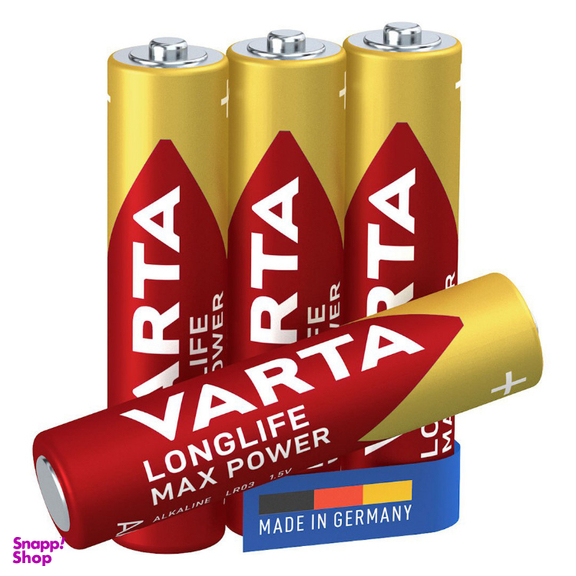 باتری نیم قلمی وارتا مدل LongLife Max Power بسته 4 عددی