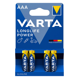 باتری نیم قلمی وارتا (Varta) مدل LongLife Power AAA بسته 4 عددی