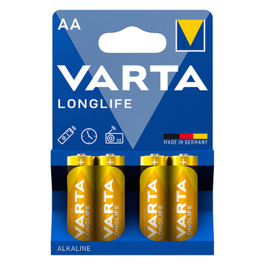 باتری نیم قلمی وارتا مدل LongLife AA بسته 4 عددی