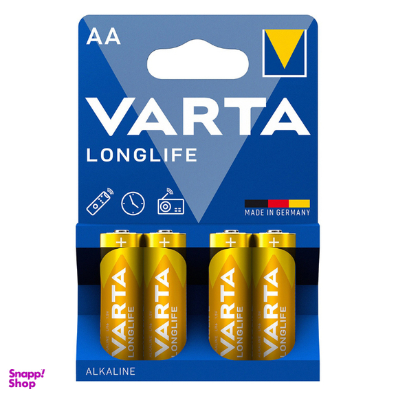باتری نیم قلمی وارتا مدل LongLife AA بسته 4 عددی