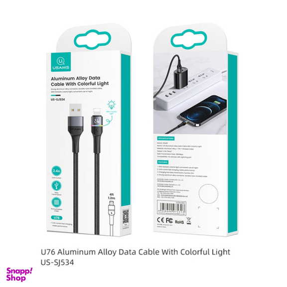 کابل تبدیل USB به لایتنینگ یوسمز (Usams) مدل U76SJ534 طول 1٫2 متر