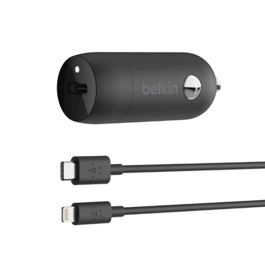شارژر فندکی شارژ سریع USB-C بلکین (Belkin) مدل CCA003bt04BK با کابل USB-C به لایتنینگ