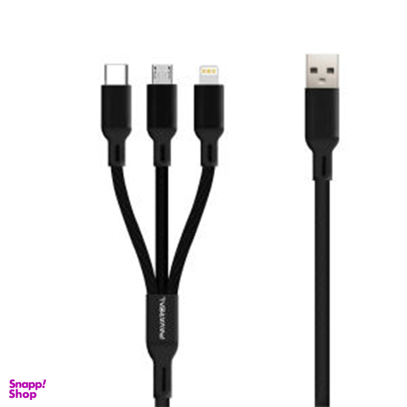 کابل تبدیل USB به MicroUSB / USB-C / لایتنینگ پاواریال (Pavareal) مدل DC66 طول 1٫2 متر
