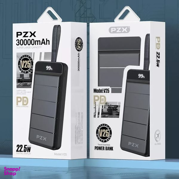 شارژر همراه پی زد ایکس (PZX) مدل V25 ظرفیت 30000 میلی آمپر ساعت