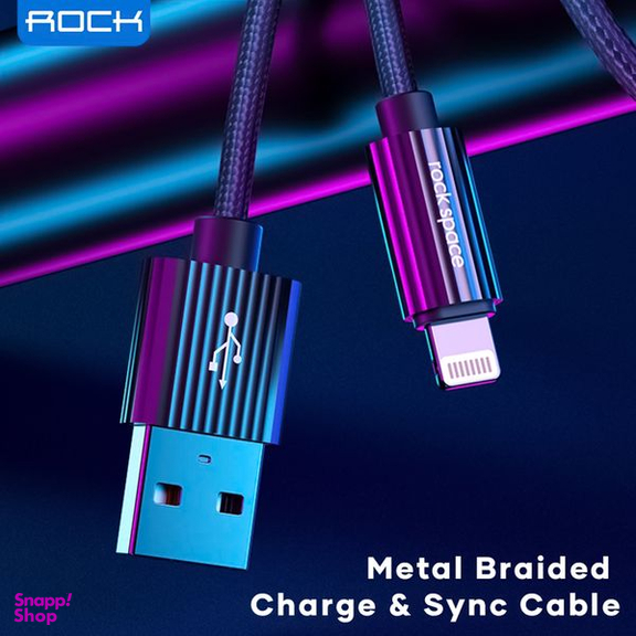 کابل تبدیل USB به لایتنینگ راک اسپیس (Rock Space) مدل RCB0782 طول 1 متر