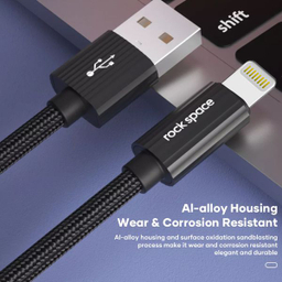 کابل تبدیل USB به لایتنینگ راک اسپیس (Rock Space) مدل RCB0782 طول 1 متر
