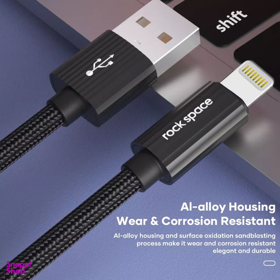 کابل تبدیل USB به لایتنینگ راک اسپیس (Rock Space) مدل RCB0782 طول 1 متر