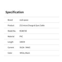 کابل تبدیل USB + MicroUSB راک اسپیس (Rock Space) مدل RCB0739A طول 1 متر